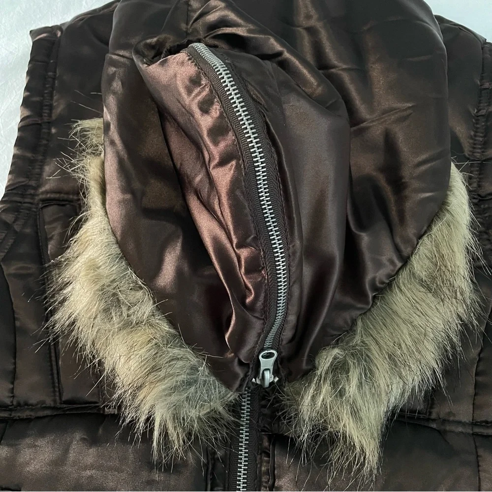 Christin Michaels Girls Vest with Faux Fur Zip Hood and Waist Belt (size: L)
